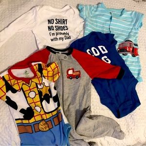 Baby boy bundle of onesie and footie pajamas